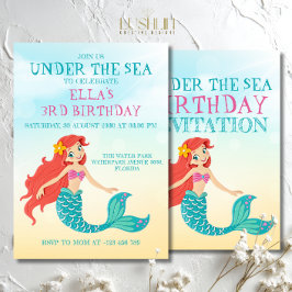 Onder het Zee Mermaid Birthday Magical Ocean Party Kaart