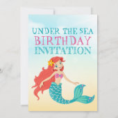 Onder het Zee Mermaid Birthday Magical Ocean Party Kaart (Achterkant)