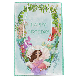 Onder het Zee Mermaid Birthday Medium Gift Bag Cadeauzakje