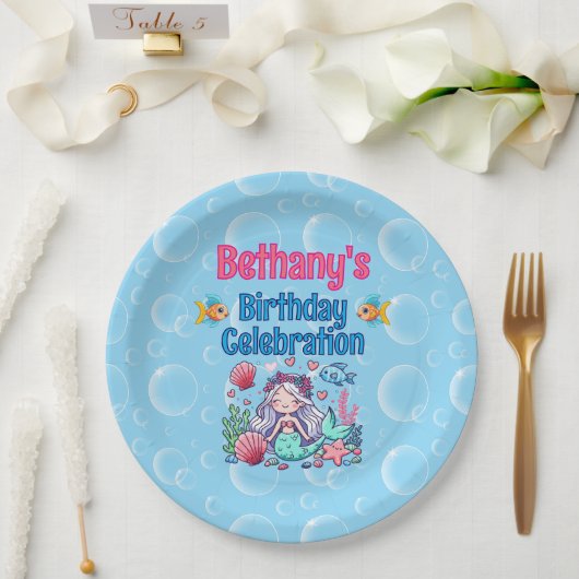 Onder het Zee Mermaid Birthday Papieren Bordje (Huwelijk)
