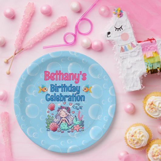 Onder het Zee Mermaid Birthday Papieren Bordje (Feest)