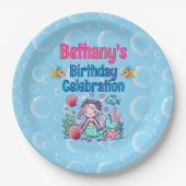 Onder het Zee Mermaid Birthday Papieren Bordje (Voorkant)
