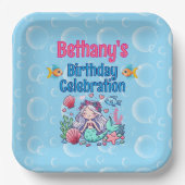 Onder het Zee Mermaid Birthday Papieren Bordje (Voorkant)
