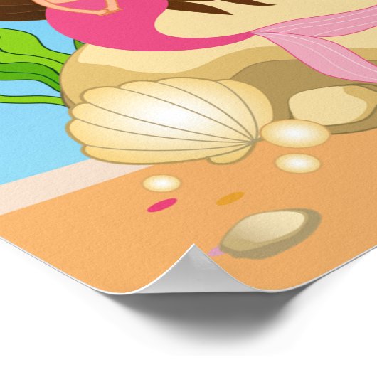 Onder het Zee Mermaid Birthday Party Banner Poster (Hoek)