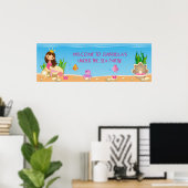 Onder het Zee Mermaid Birthday Party Banner Poster (Thuiskantoor)