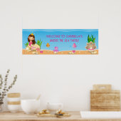 Onder het Zee Mermaid Birthday Party Banner Poster (Keuken)