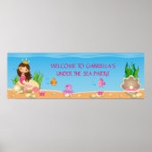 Onder het Zee Mermaid Birthday Party Banner Poster (Voorkant)