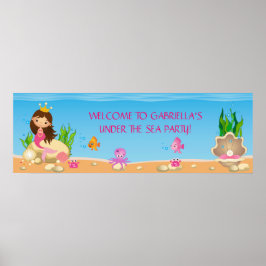 Onder het Zee Mermaid Birthday Party Banner Poster