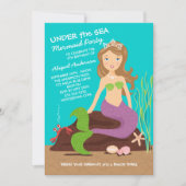 Onder het Zee Mermaid Birthday Party Invitation Kaart (Voorkant)