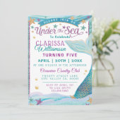 Onder het Zee Mermaid Birthday Party Invitation Kaart (Staand voorkant)