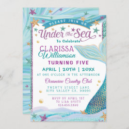 Onder het Zee Mermaid Birthday Party Invitation Kaart