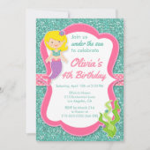 Onder het Zee Mermaid Birthday Party Invitation Kaart (Voorkant)