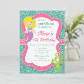 Onder het Zee Mermaid Birthday Party Invitation Kaart (Staand voorkant)