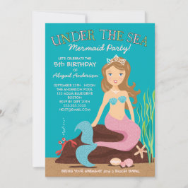 Onder het Zee Mermaid Birthday Party Invitation Kaart