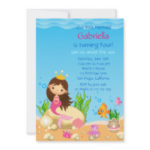 Onder het Zee Mermaid Birthday Party Invitation