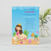 Onder het Zee Mermaid Birthday Party Invitation Kaart (Staand voorkant)