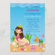 Onder het Zee Mermaid Birthday Party Invitation