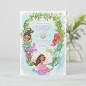 Onder het Zee Mermaid Birthday Party Invitation Kaart (Staand voorkant)