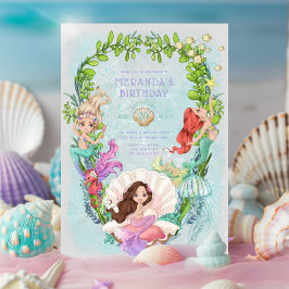 Onder het Zee Mermaid Birthday Party Invitation Kaart