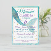 Onder het Zee Mermaid Birthday Party Invitation Kaart (Staand voorkant)