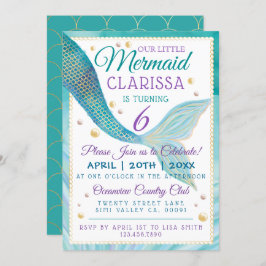 Onder het Zee Mermaid Birthday Party Invitation Kaart