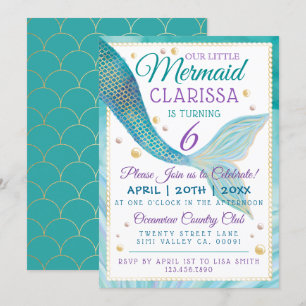 Onder het Zee Mermaid Birthday Party Invitation Kaart