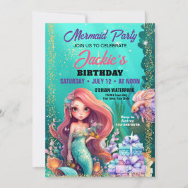 Onder het Zee Mermaid Birthday Party Invitation Kaart