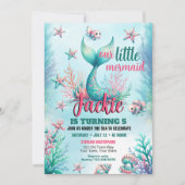 Onder het Zee Mermaid Birthday Party Invitation Kaart (Voorkant)