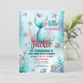 Onder het Zee Mermaid Birthday Party Invitation Kaart (Staand voorkant)