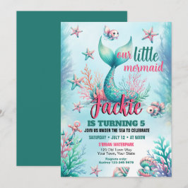 Onder het Zee Mermaid Birthday Party Invitation Kaart