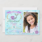 Onder het Zee Mermaid Birthday Party Invitation Kaart (Voorkant)