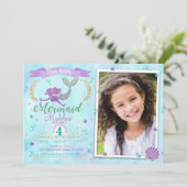 Onder het Zee Mermaid Birthday Party Invitation Kaart (Staand voorkant)