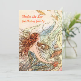 Onder het Zee Mermaid Birthday Party Kaart