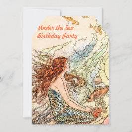 Onder het Zee Mermaid Birthday Party Kaart
