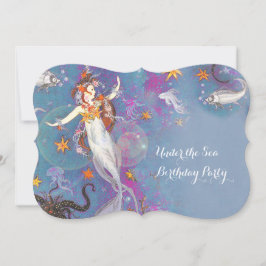 Onder het Zee Mermaid Birthday Party Kaart