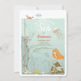 Onder het Zee Mermaid Birthday Party Kaart