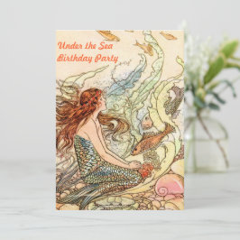 Onder het Zee Mermaid Birthday Party Kaart