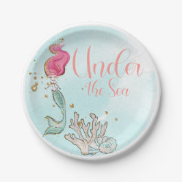 Onder het Zee Mermaid Birthday Party Pastel Papieren Bordje