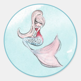 Onder het Zee Mermaid Birthday Party Ronde Sticker