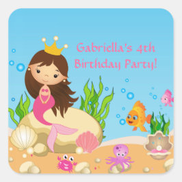 Onder het Zee Mermaid Birthday Party Sticker
