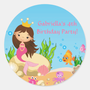 Onder het Zee Mermaid Birthday Party Sticker