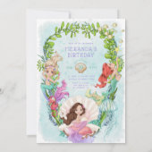 Onder het Zee Mermaid Birthday Photo Invitation Kaart (Achterkant)