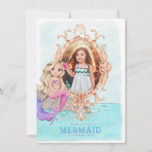 Onder het Zee Mermaid Birthday Photo Invitation Kaart