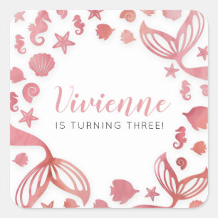 Onder het Zee Mermaid Birthday Vierkante Sticker