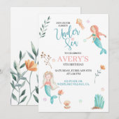 ONDER HET ZEE, MERMAID BIRTHDAY,WATERVERF MERMAID KAART (Voorkant / Achterkant)