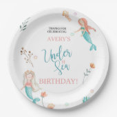 ONDER HET ZEE, MERMAID BIRTHDAY,WATERVERF MERMAID PAPIEREN BORDJE (Voorkant)