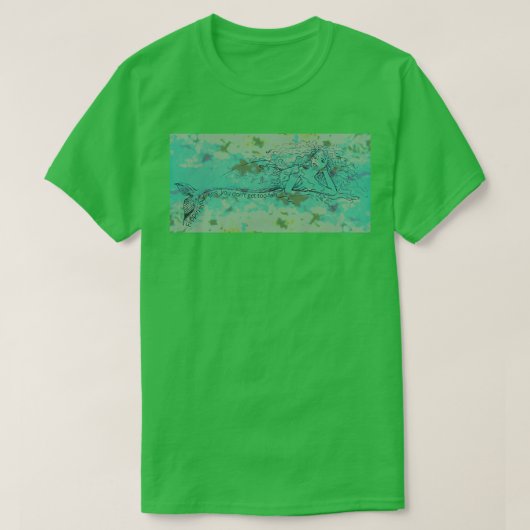 Onder het Zee Mermaid Bounding Green Scales T-shirt (Design voorkant)