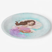 Onder het Zee Mermaid (Brunette) in Oyster Shell Papieren Bordje (Gekanteld)