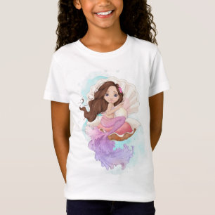 Onder het Zee Mermaid (Brunette) in Oyster Shell T-shirt