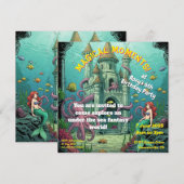 Onder het Zee - Mermaid Castle Party Uitnodigen Feestdagenkaart (Voorkant / Achterkant)